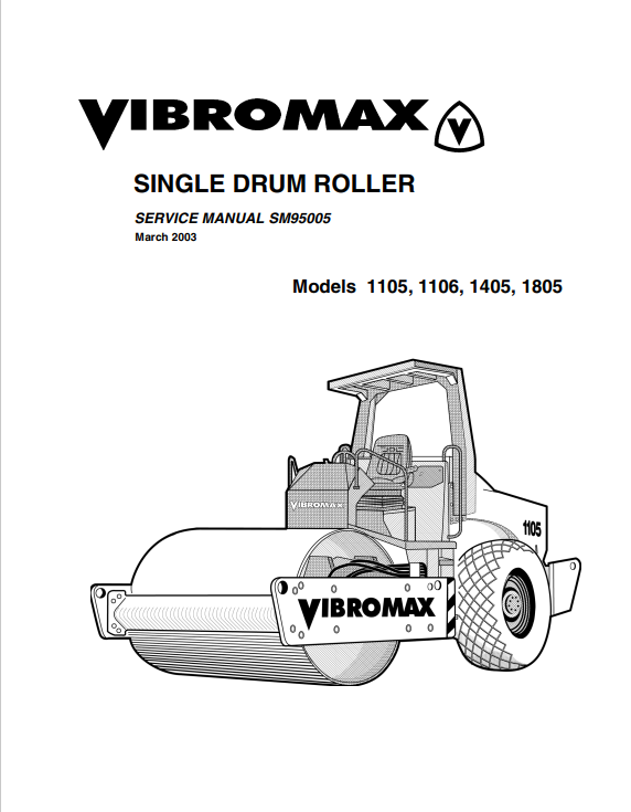 JCB 1105, 1106, 1405, 1805 Vibromax Single Drum Roller Service Manual SM95005 PDF