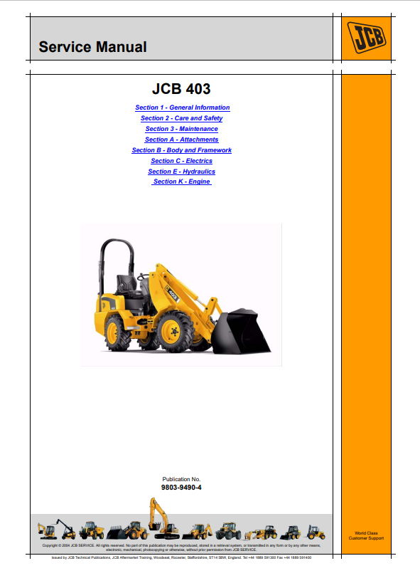 JCB 403 Service Manual 9803-9490-4 PDF