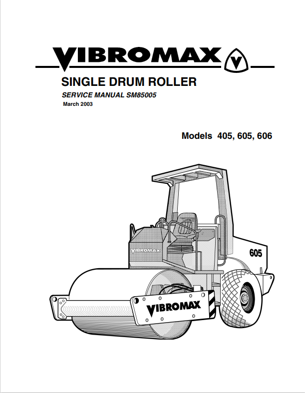 JCB 405, 605, 606 Vibromax Single Drum Roller Service Manual SM85005 PDF