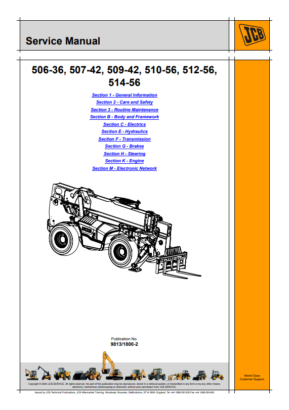 JCB 506-36, 507-42, 509-42, 510-56, 512-56, 514-56 Service Manual 9813/1800-2 PDF