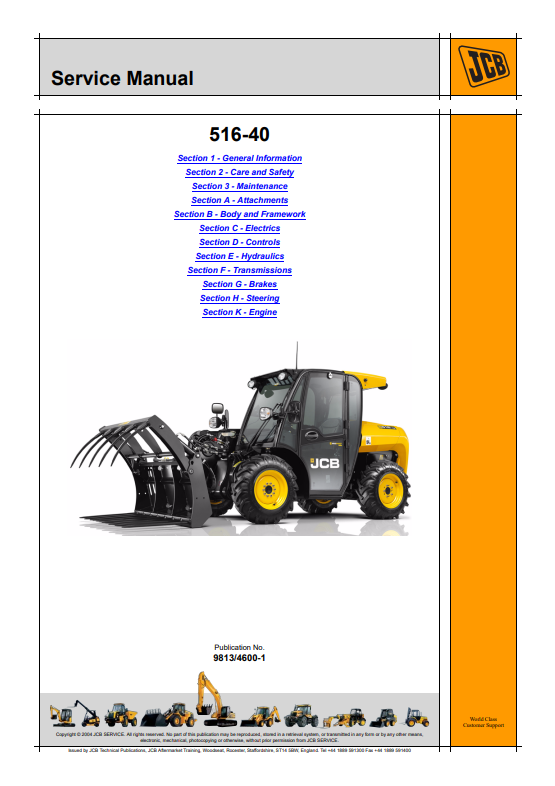 JCB 516-40 Service Manual 9813/4600-1 PDF