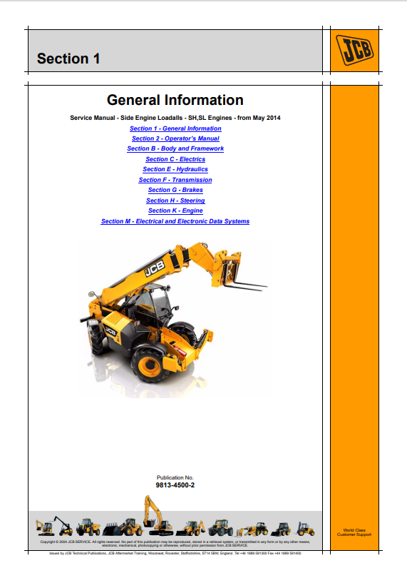 JCB 531-70, 535-95, 536-60, 541-70, 533-105, 536-70, 536-T70 LC Telescopic Handler Service Manual 98134500-2 PDF