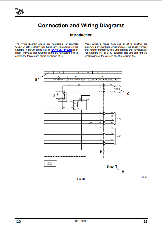 JCB Connection and Wiring Diagram CP1 and CP2 Service Manual 9811/4600-1 PDF