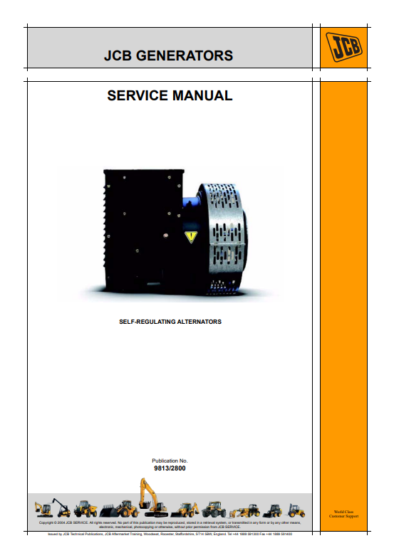 JCB Generator Self-Regulating Alternators Service Manual 9813/2800 PDF