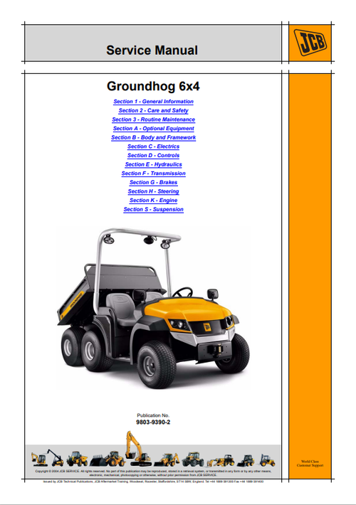 JCB Groundhog 6*4 Service Manual 9803/9390-2 PDF