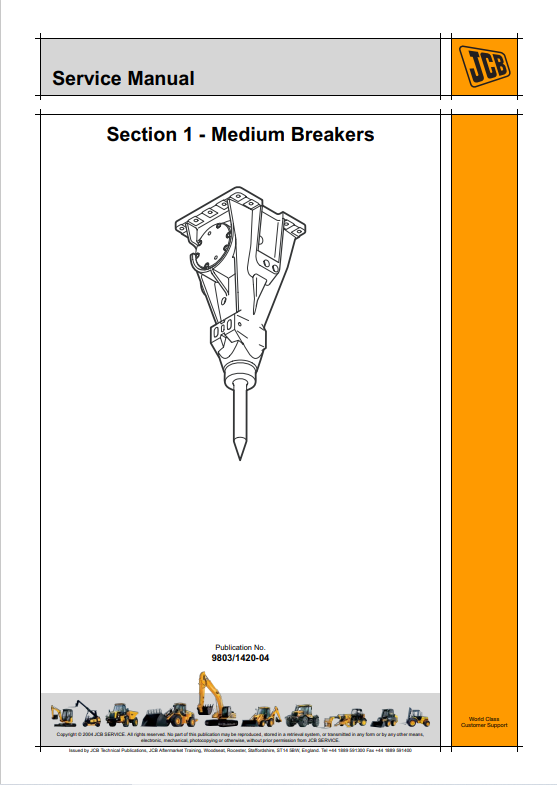 JCB HM Range Medium and Large Hydraulic Breakers, Service Manual 9803/1420_04 PDF