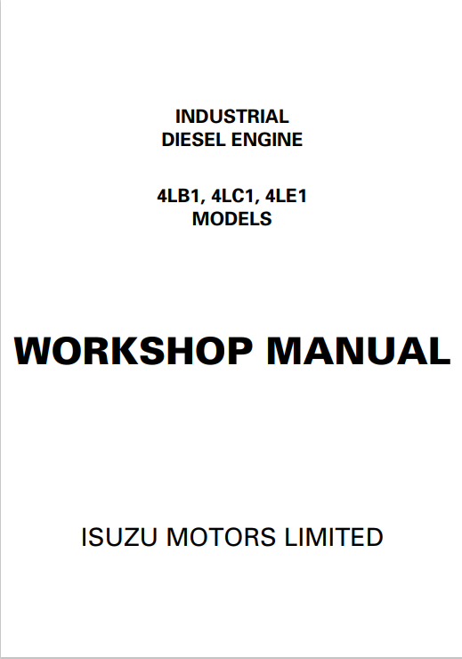 JCB Industrial Diesel Engine 4LB1, 4LC1, 4LE1 Workshop Manual PDF