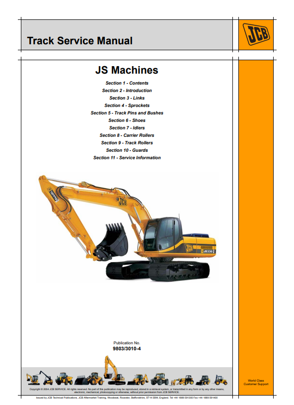 JCB JS Machines Service Manual 9803/3010-4 PDF