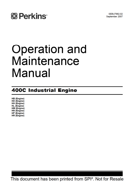 JCB , Perkins 400C Industrial Engine Systems Operation and Maintenance Manual SEBU7992-02 PDF