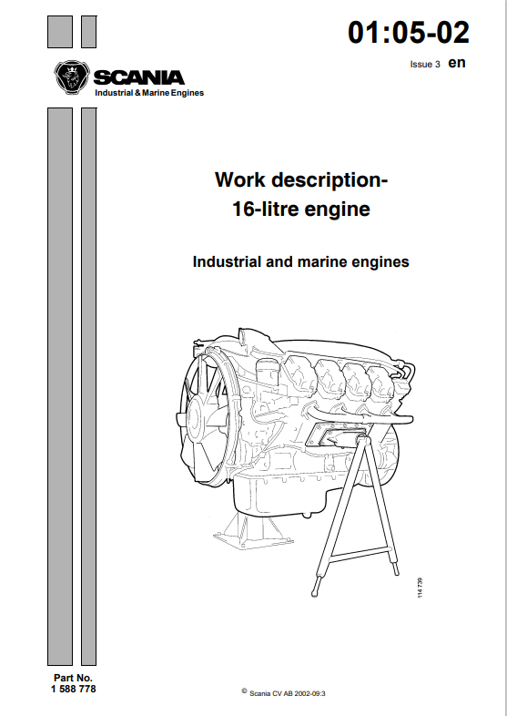 JCB , Scania Work description 16-litre engine Service Manual 1 588 778 PDF