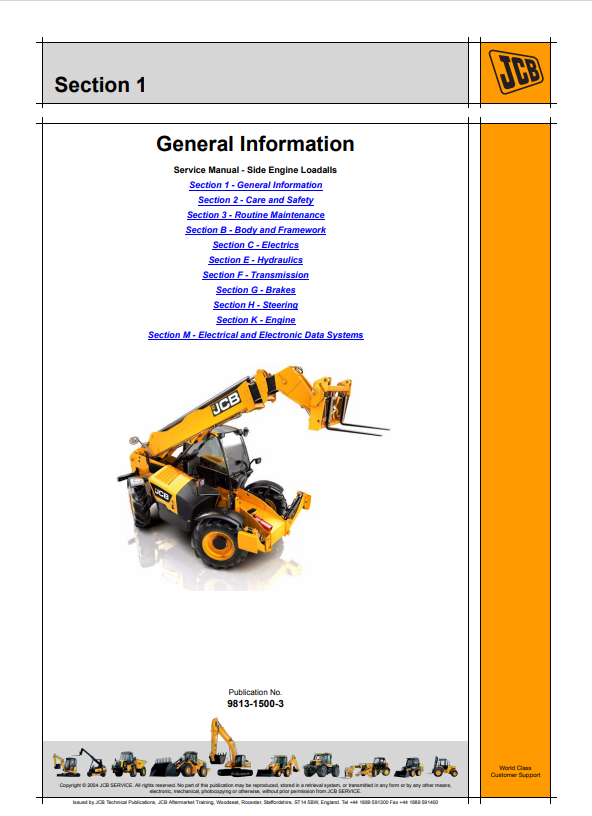 JCB Side Engine Loadall 531-70, 535-95, 536-60, 531-Т70, 541-Т70, 536-Т60, 535-Т95, 536-Т70, 550-Т80 Service Manual 9813-1500-3 PDF