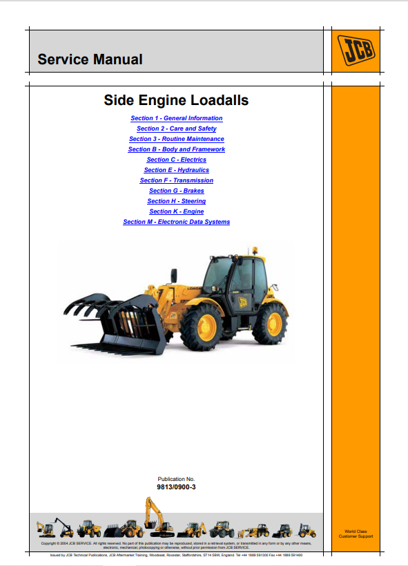 JCB Side Engine Loadall 536-60, 536-70, 536-T60, 536-T70, 541-T70, 535-T95, 550-T80 Service Manual 9813/0900-3 PDF