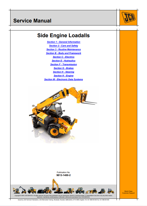 JCB Side Engine Loadall 540-170, 540-140, 535-125 Hi Viz, 535-140 Hi Viz Service Manual 9813-1450-2 PDF