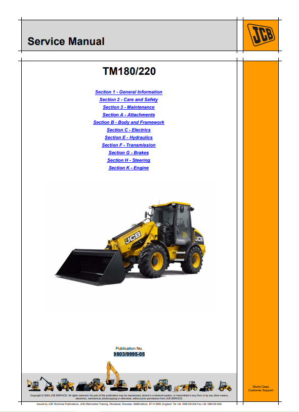 JCB TM180220 Service Manual 9803/9995-05 PDF