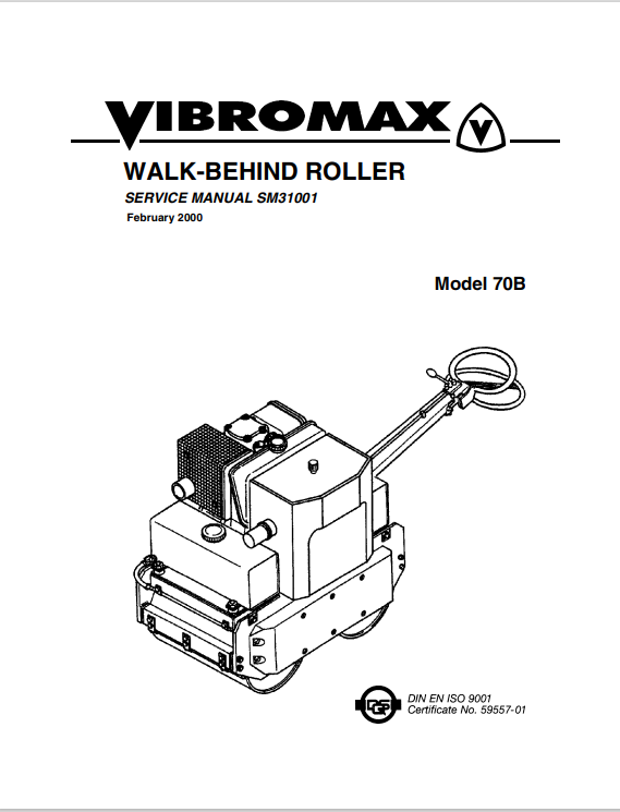 JCB Vibromax 70B Walk-behind Roller Service Manual SM31001 PDF
