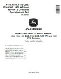 John Deere 1450, 1550, 1450 CWS, 1550 CWS, 1450 WTS and 1550 WTS Combines Operation and Test Technical Manual TM4904 PDF