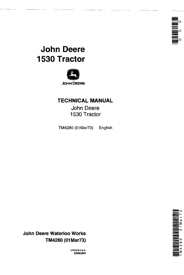 John Deere 1530 Tractor Technical Manual TM4280 PDF