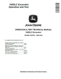 John Deere 160DLC Excavator Operation and Test Technical Manual TM10088 PDF