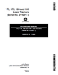 John Deere 170, 175, 180 and 185 Lawn Tractors Operator Manual OMM95262 PDF