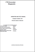 John Deere 17D Excavator Operation and Test Manual TM10258 PDF