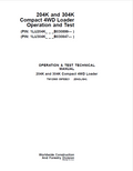 John Deere 204K and 304K Compact 4WD Loader Operation and Test Technical Manual TM12985 PDF