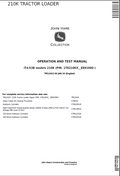John Deere 210K TRACTOR LOADER Operation and Test Manual TM12423 PDF