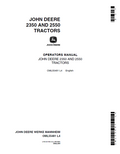 John Deere 2350 and 2550 Tractor Operator Manual OML55481 PDF