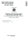 John Deere 244L and 324L Compact 4WD Loader Operation and Test Technical Manual TM14321X19 PDF