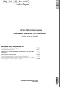 John Deere 344J Loader Repair Technical Manual TM11219 PDF