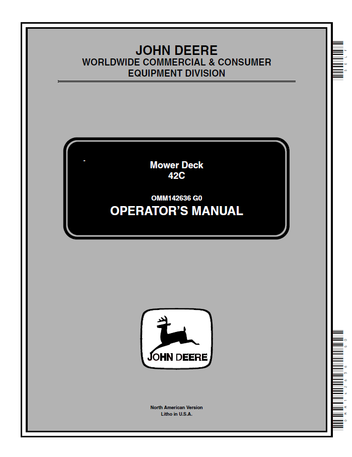 John Deere 42C Mower Deck Operator Manual OMM142636 PDF