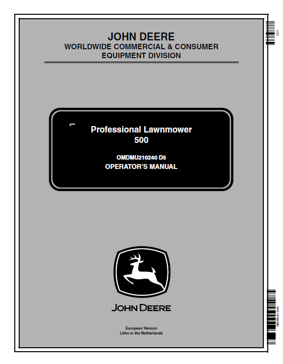 John Deere 500 Professional Lawnmower Operator Manual OMDMU210240 PDF