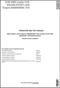 John Deere 524K 4WD Loader Operation and Test Manual TM12093 PDF