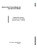 John Deere 54 and 60 Quick Hitch Front Blade Operator Manual OMLVU30631 PDF