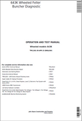 John Deere 643K Wheeled Feller Operation and Test Manual TM11361 PDF