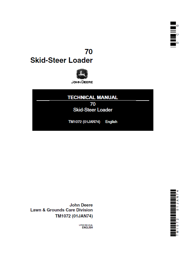 John Deere 70 Skid-Steer Loader Technical Manual TM1072 PDF