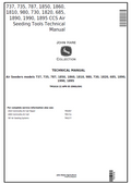 John Deere 737, 735, 787, 1850, 1860, 1810, 980, 730, 1820, 685, 1890, 1990, 1895 CCS Air Seeding Tools Technical TM1616 PDF