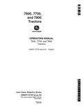John Deere 7600, 7700, 7800 Tractors Operator Manual OMAR112756 PDF 
