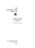 John Deere 880 Hydrostatic Drive Windrower Technical Manual TM1013 PDF