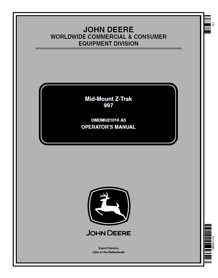 John Deere 997 Mid-Mount Z-Trak Operator Manual OMDMU21016 PDF 