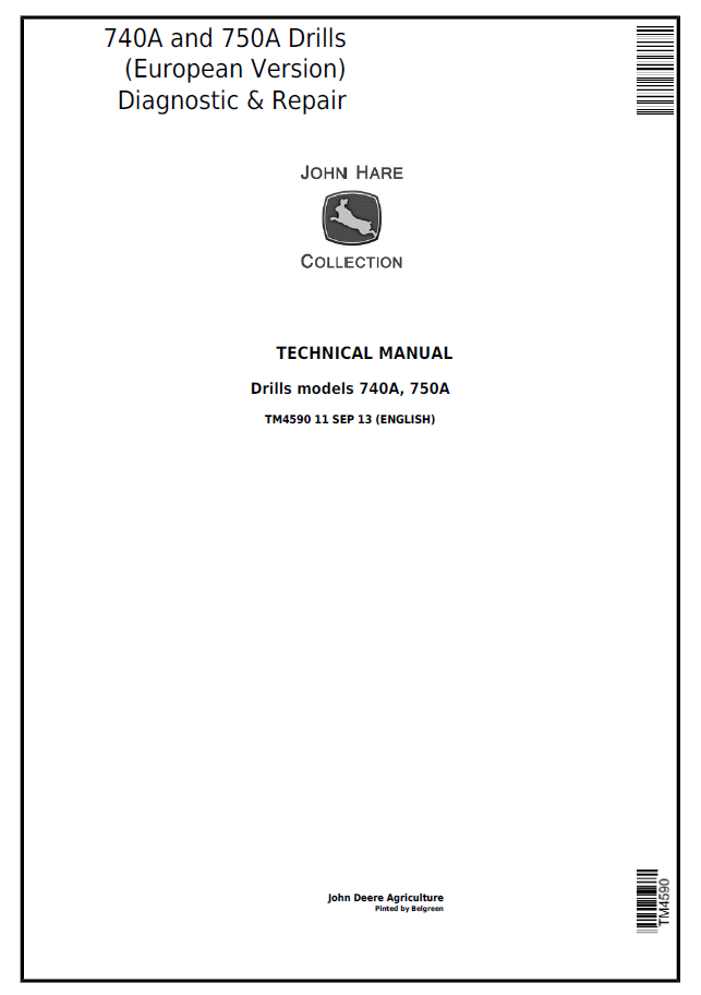 John Deere Drills models 740A, 750A Technical Manual TM4590 PDF 