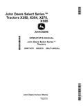 John Deere Select Series™ Tractors X350, X354, X370, X380 Operator Manual OMM174378 PDF