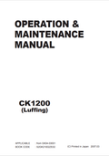 KOBELCO CK1200 LUFFING CRAWLER CRANE OPERATION AND MAINTENANCE MANUAL PDF