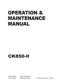 KOBELCO CK850-II CRAWLER CRANE OPERATION AND MAINTENANCE MANUAL PDF