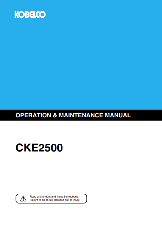 KOBELCO CKE2500 CRANE OPERATION AND MAINTENANCE MANUAL PDF