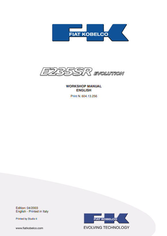 KOBELCO E235SR EVOLUTION EXCAVATOR WORKSHOP MANUAL PDF