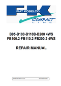 KOBELCO FIAT B95, B100, B110B, B200 4WS, FB100.2, FB110.2, FB200.2 4WS COMPACT LINE REPAIR MANUAL PDF