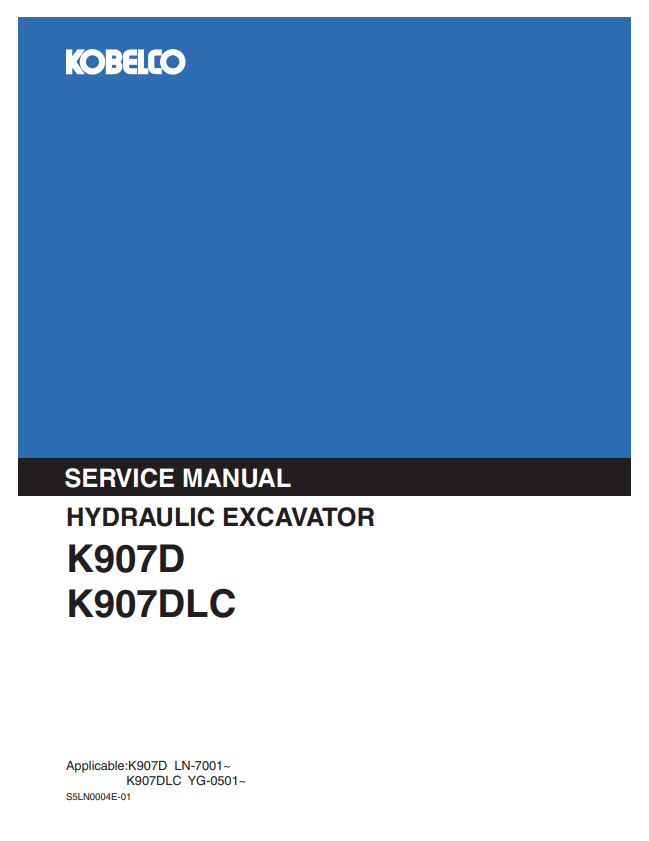 KOBELCO K907D, K907DLC HYDRAULIC EXCAVATOR SERVICE MANUAL PDF