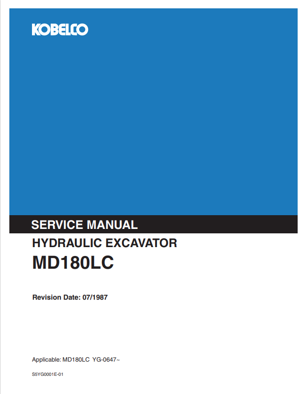 KOBELCO MD180LC HYDRAULIC EXCAVATOR SERVICE MANUAL PDF