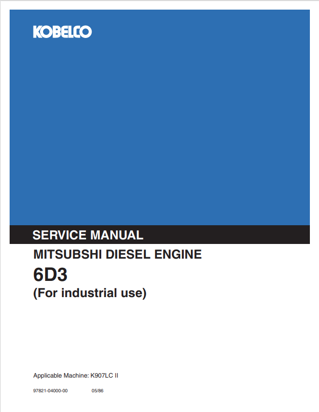 KOBELCO MITSUBSHI 6D3 DIESEL ENGINE SERVICE MANUAL PDF