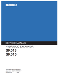 KOBELCO SK013, SK015 HYDRAULIC EXCAVATOR SERVICE MANUALPDF